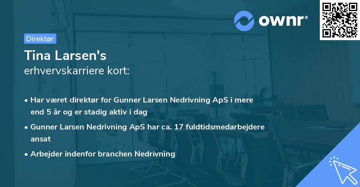 Tina Larsen's erhvervskarriere kort