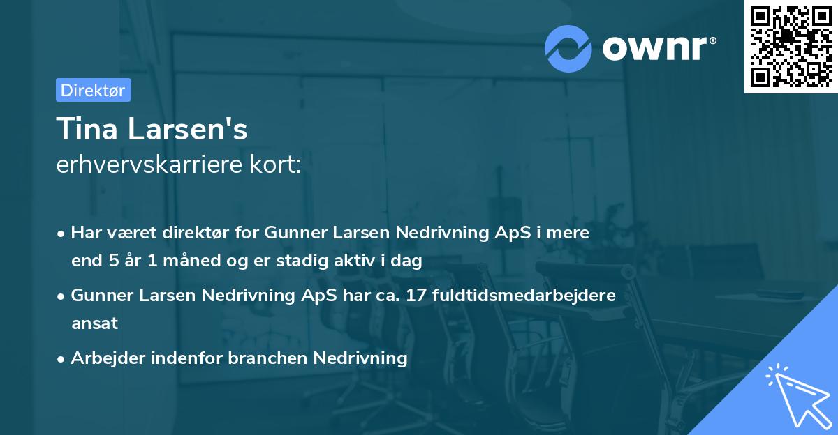 Tina Larsen's erhvervskarriere kort