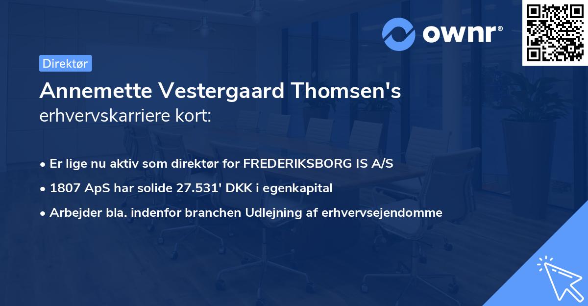 Annemette Vestergaard Thomsen's erhvervskarriere kort