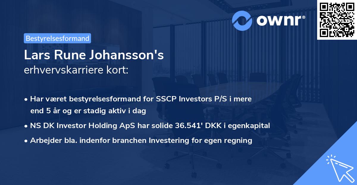 Lars Rune Johansson's erhvervskarriere kort