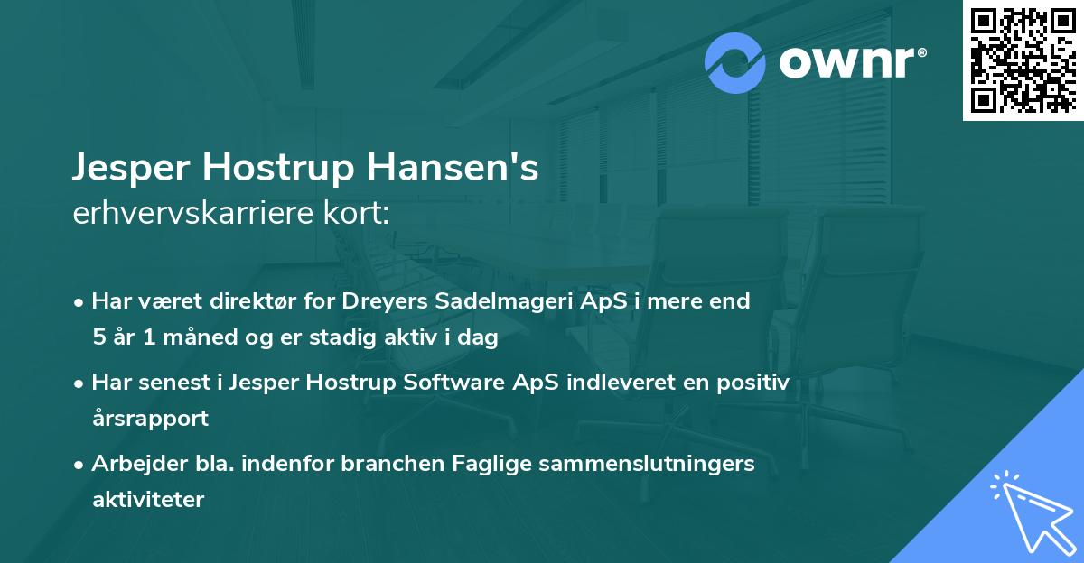 Jesper Hostrup Hansen's erhvervskarriere kort