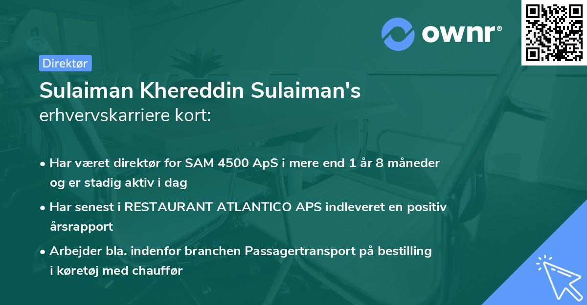 Sulaiman Khereddin Sulaiman's erhvervskarriere kort