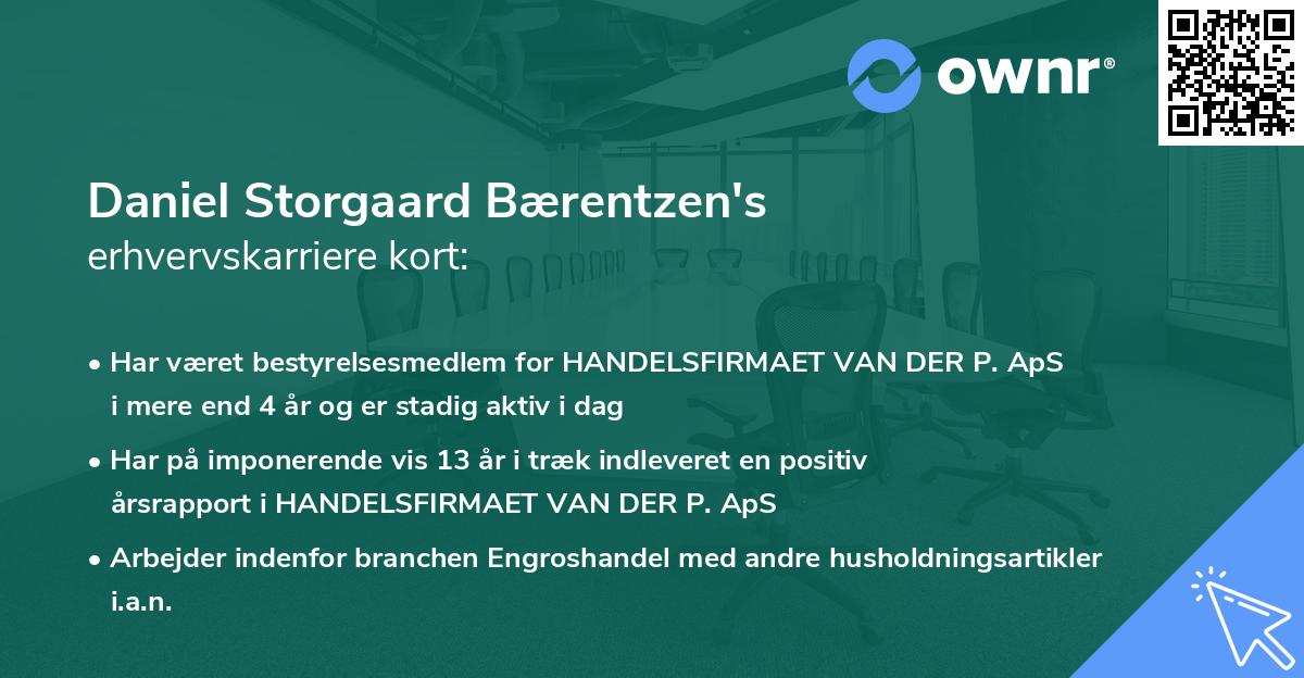 Daniel Storgaard Bærentzen's erhvervskarriere kort