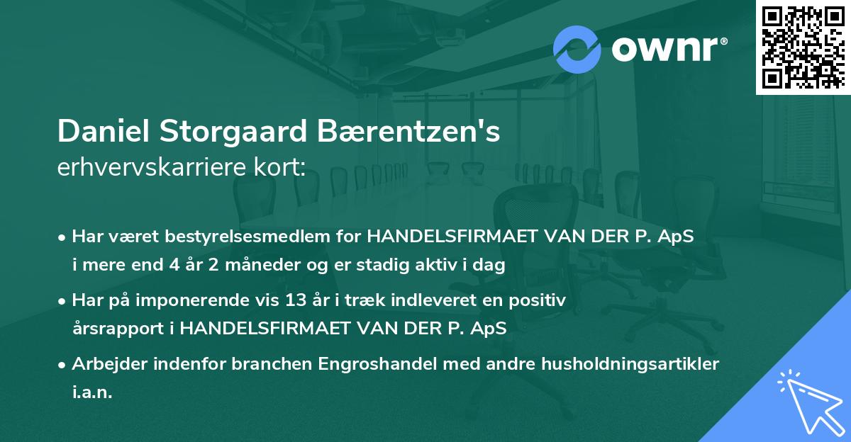 Daniel Storgaard Bærentzen's erhvervskarriere kort