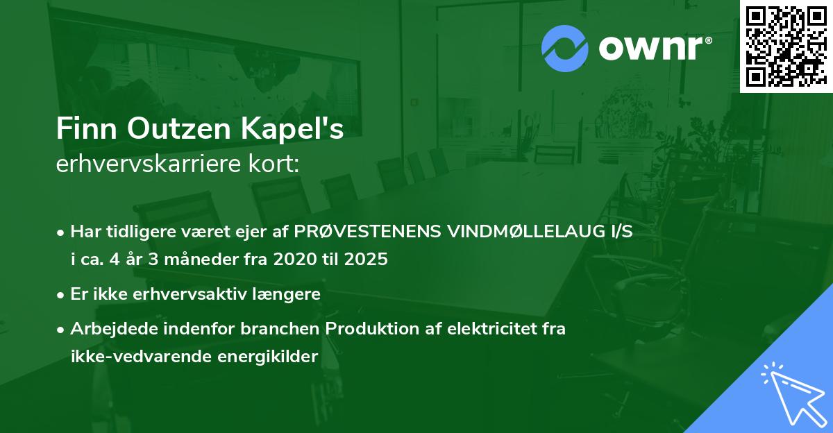 Finn Outzen Kapel's erhvervskarriere kort