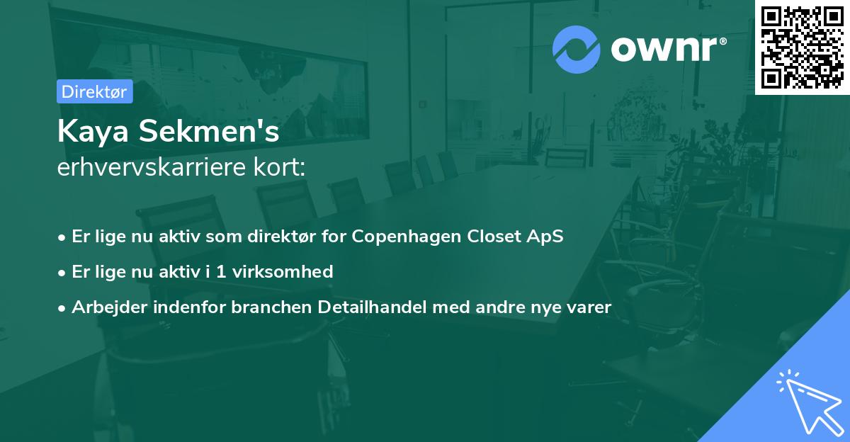 Kaya Sekmen's erhvervskarriere kort