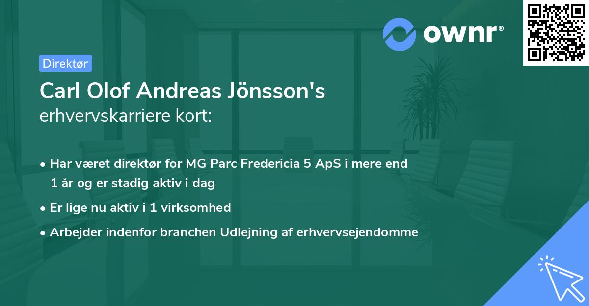 Carl Olof Andreas Jönsson's erhvervskarriere kort