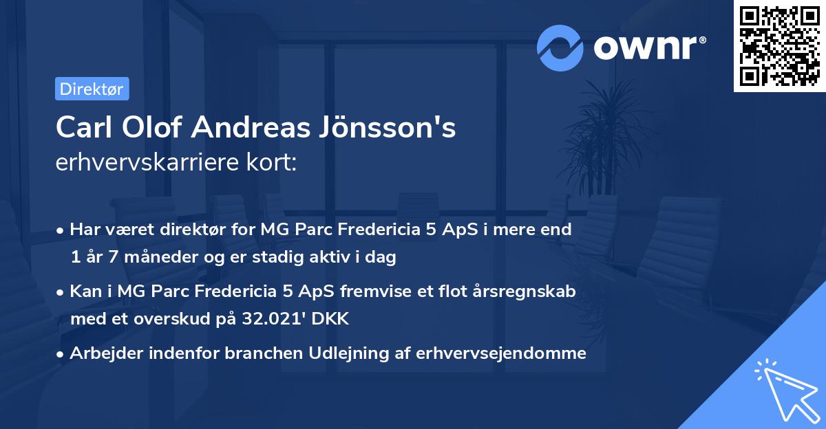 Carl Olof Andreas Jönsson's erhvervskarriere kort