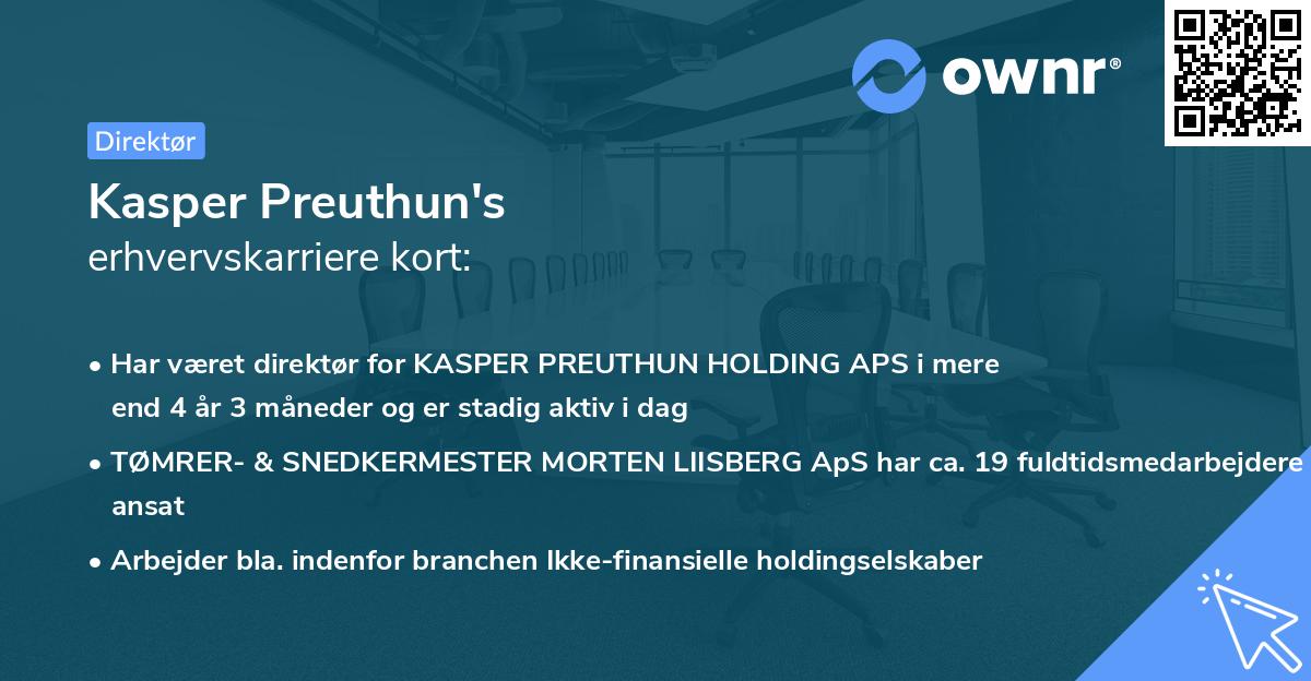 Kasper Preuthun's erhvervskarriere kort