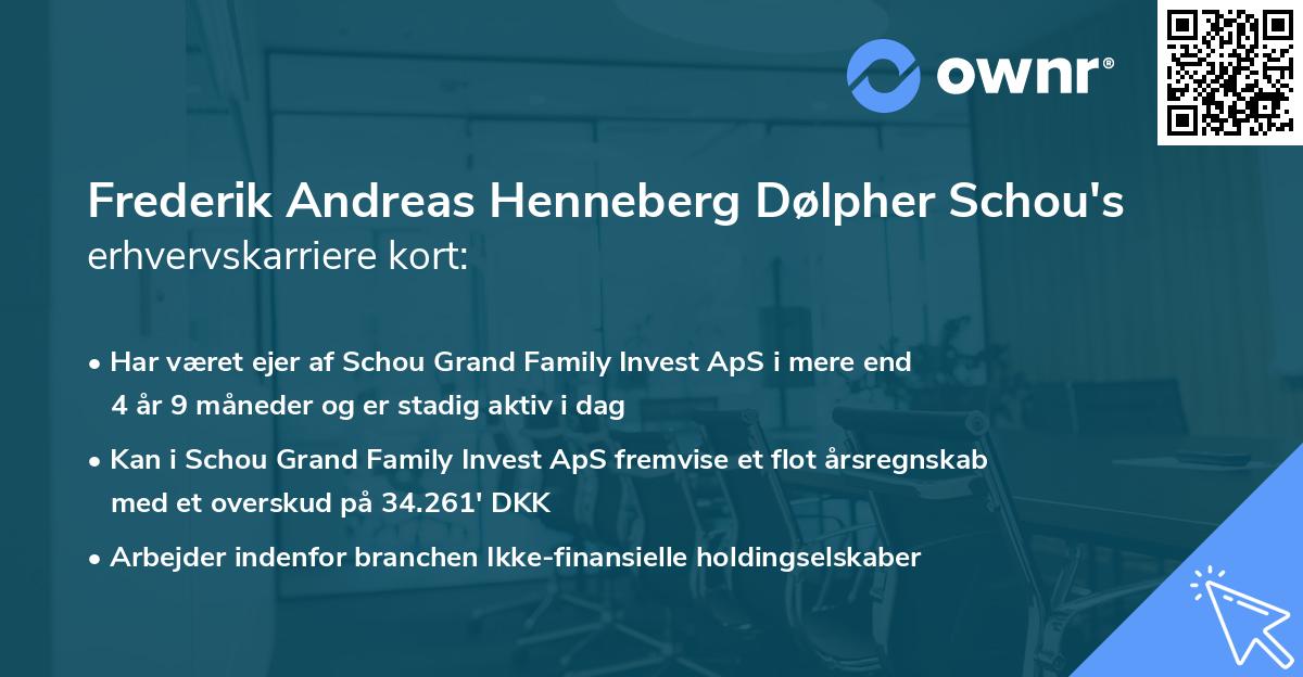 Frederik Andreas Henneberg Dølpher Schou's erhvervskarriere kort