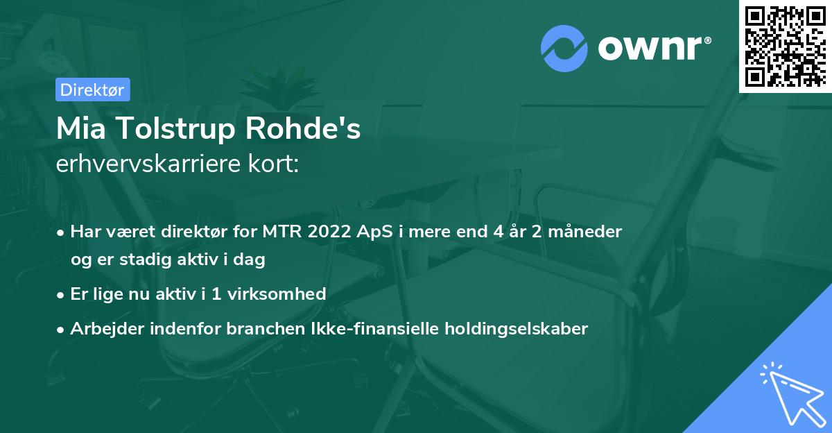 Mia Tolstrup Rohde's erhvervskarriere kort