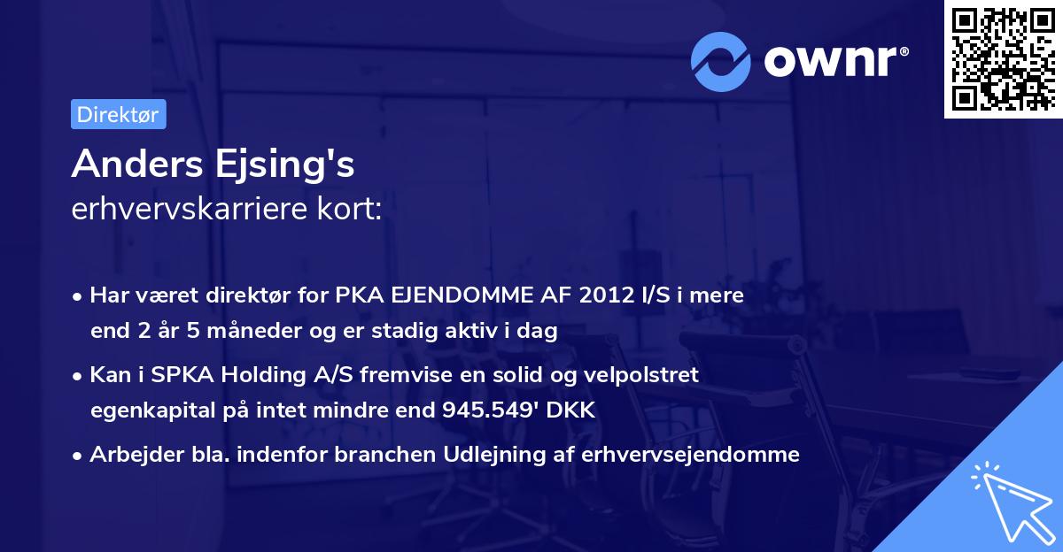 Anders Ejsing's erhvervskarriere kort