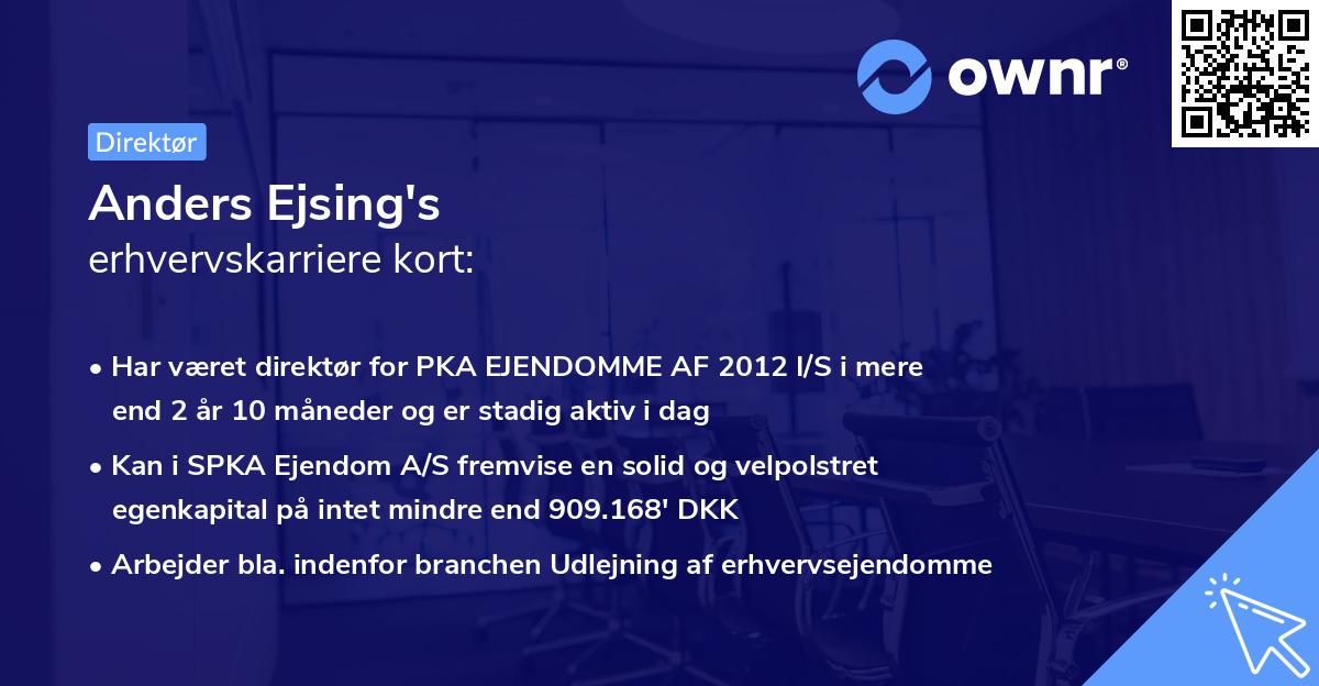 Anders Ejsing's erhvervskarriere kort
