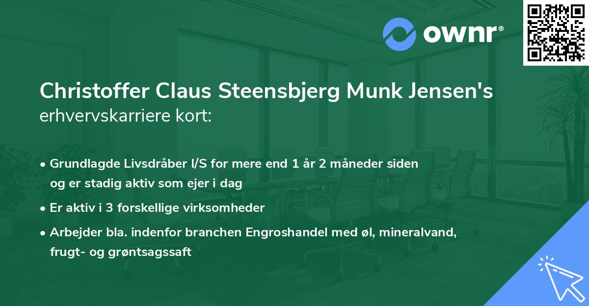 Christoffer Claus Steensbjerg Munk Jensen's erhvervskarriere kort