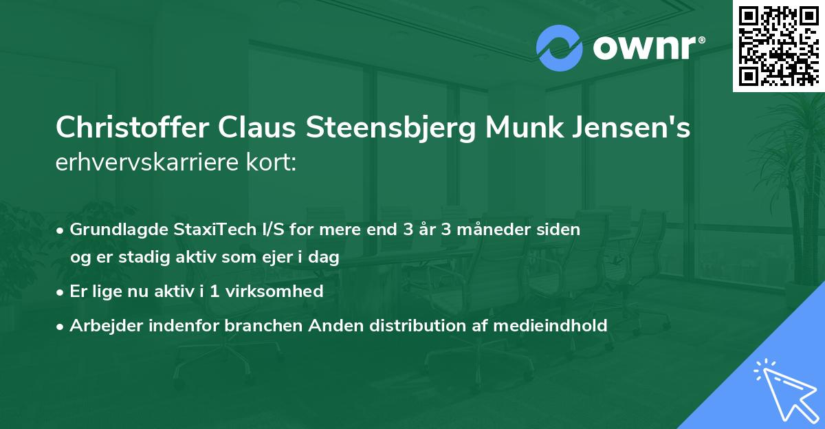Christoffer Claus Steensbjerg Munk Jensen's erhvervskarriere kort