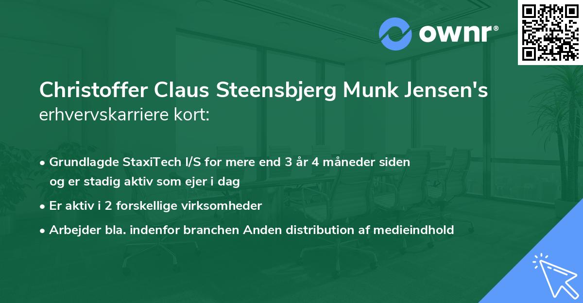 Christoffer Claus Steensbjerg Munk Jensen's erhvervskarriere kort