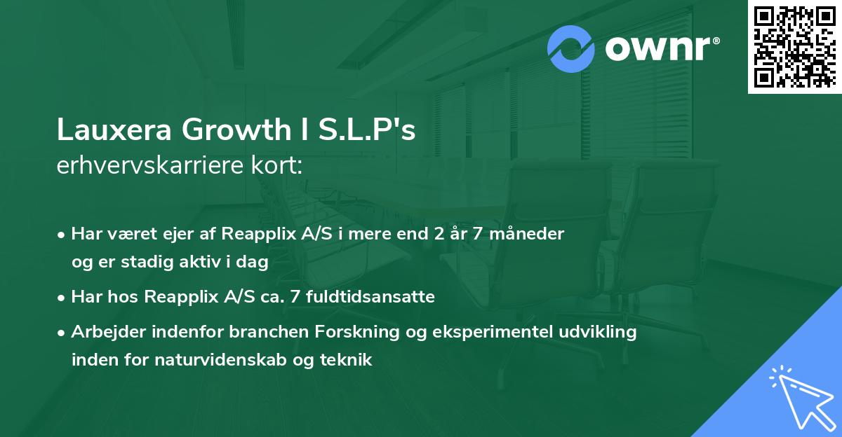 Lauxera Growth I S.L.P's erhvervskarriere kort