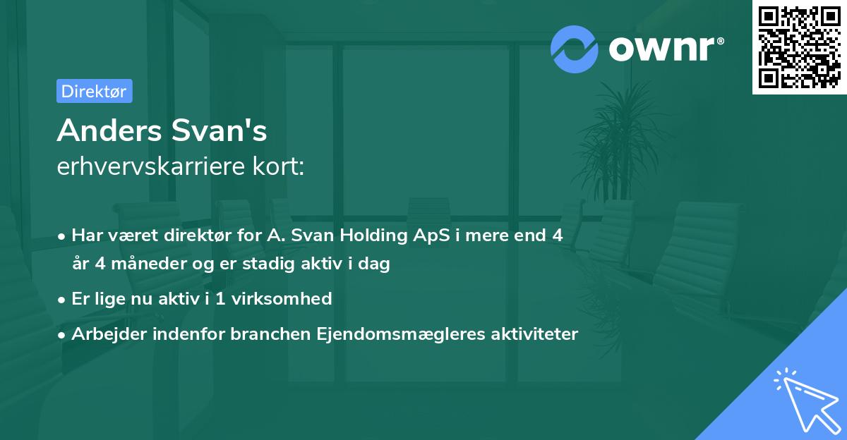 Anders Svan's erhvervskarriere kort