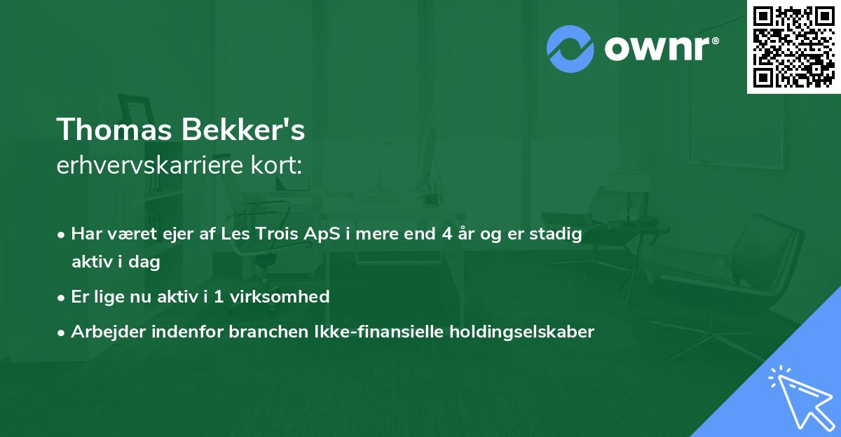 Thomas Bekker's erhvervskarriere kort