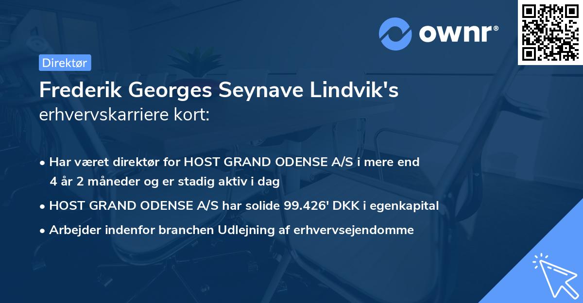 Frederik Georges Seynave Lindvik's erhvervskarriere kort