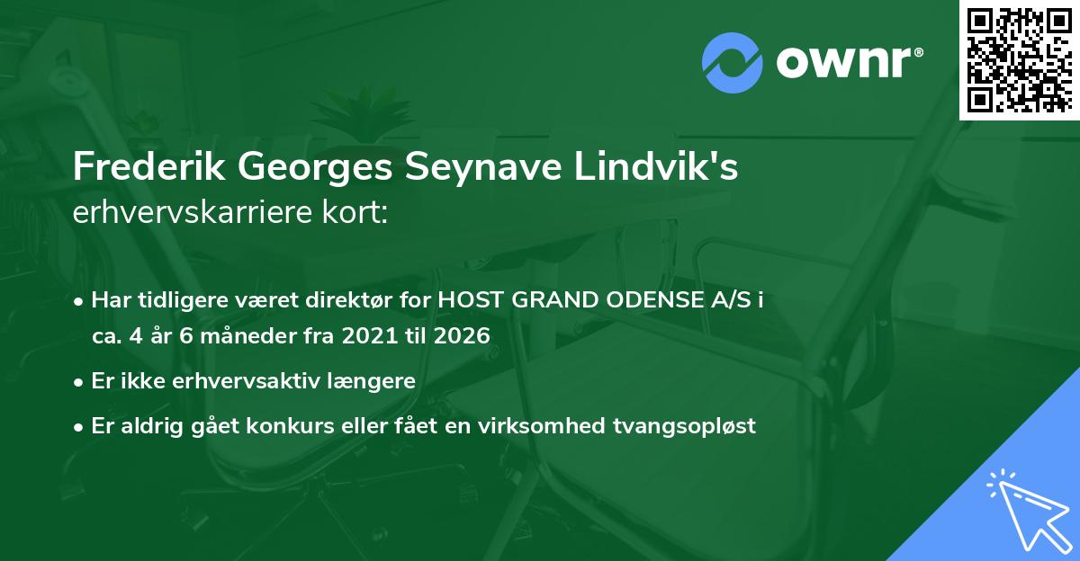 Frederik Georges Seynave Lindvik's erhvervskarriere kort