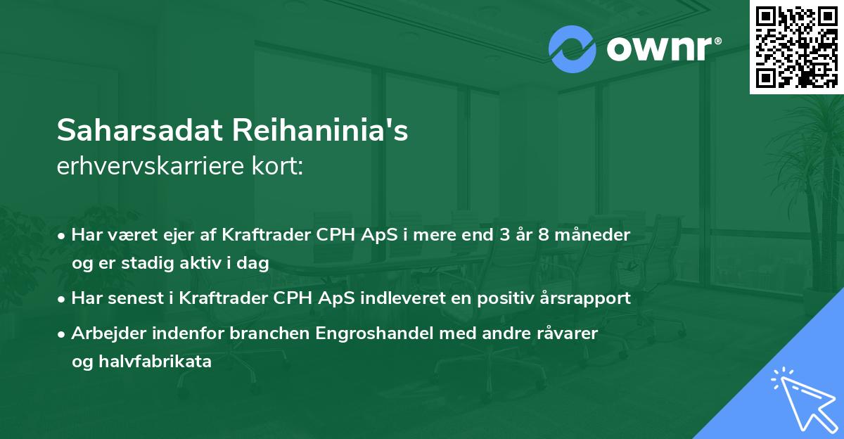 Saharsadat Reihaninia's erhvervskarriere kort