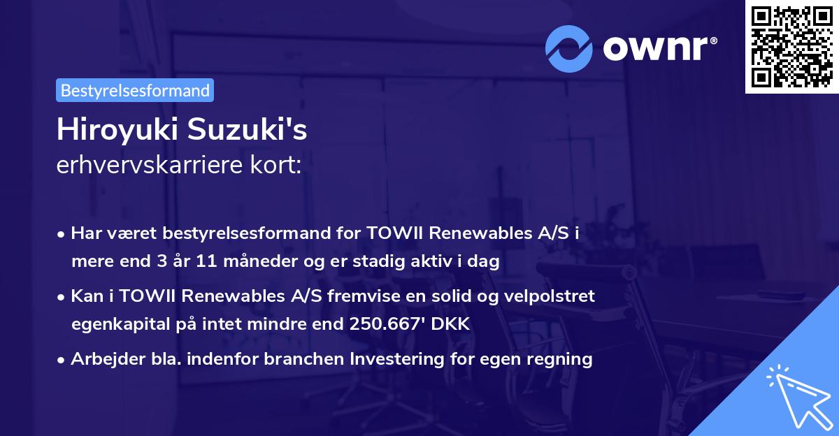 Hiroyuki Suzuki's erhvervskarriere kort