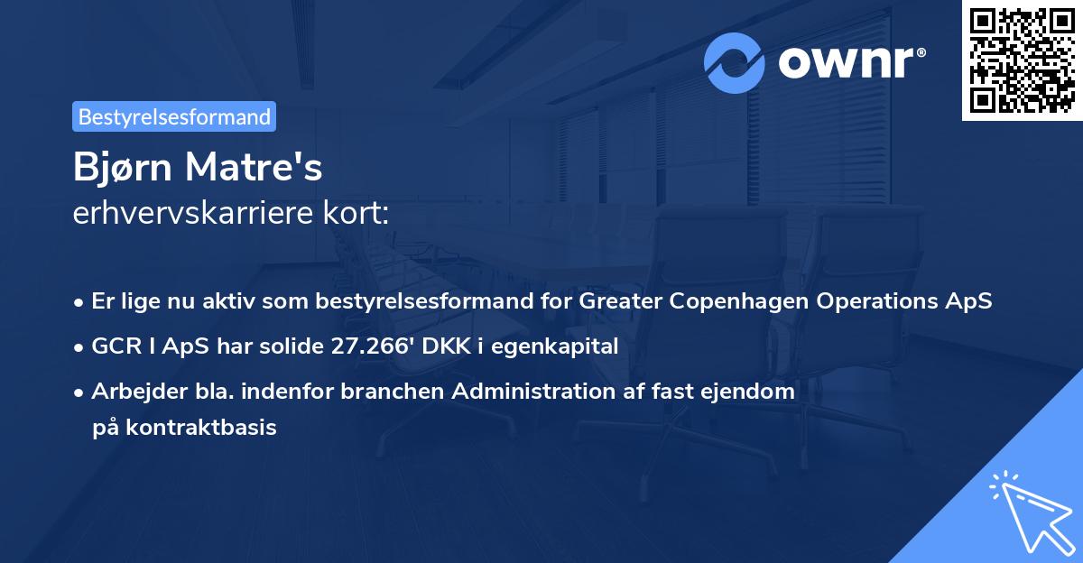 Bjørn Matre's erhvervskarriere kort