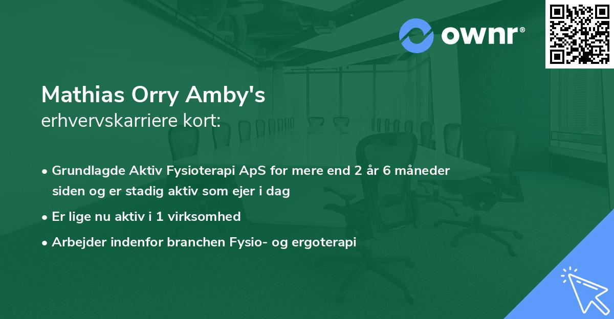 Mathias Orry Amby's erhvervskarriere kort