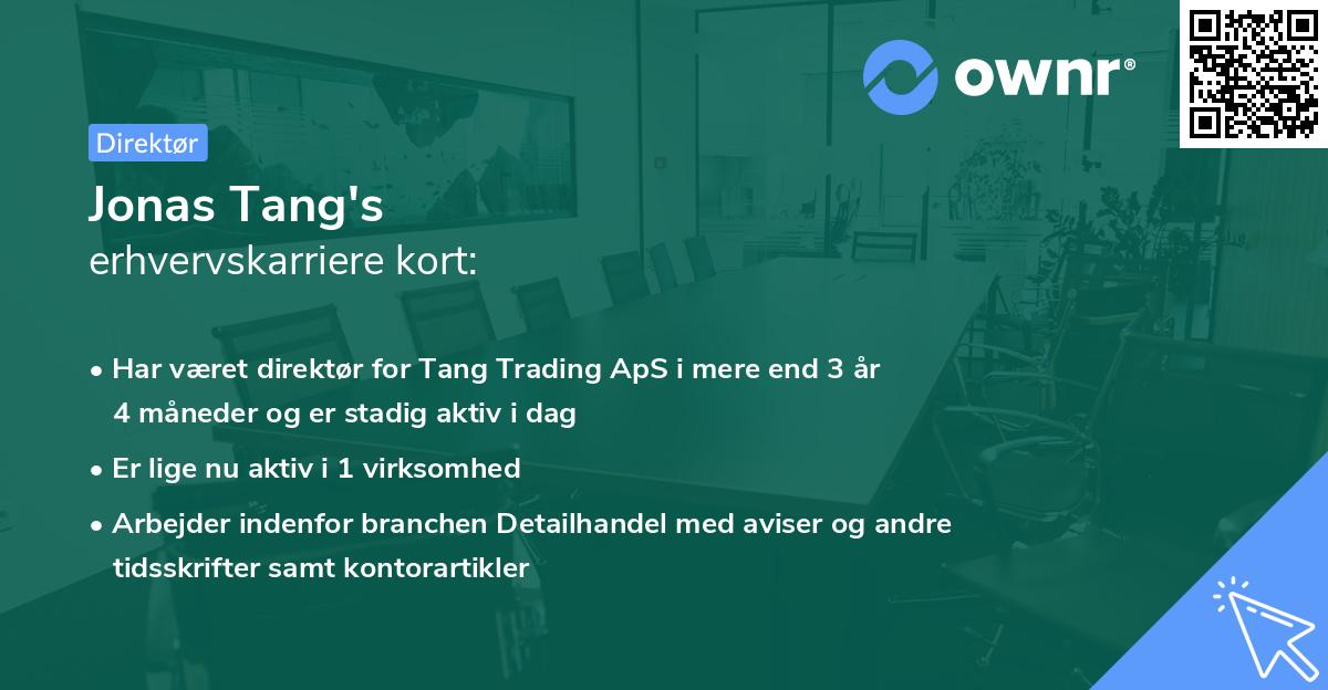 Jonas Tang's erhvervskarriere kort