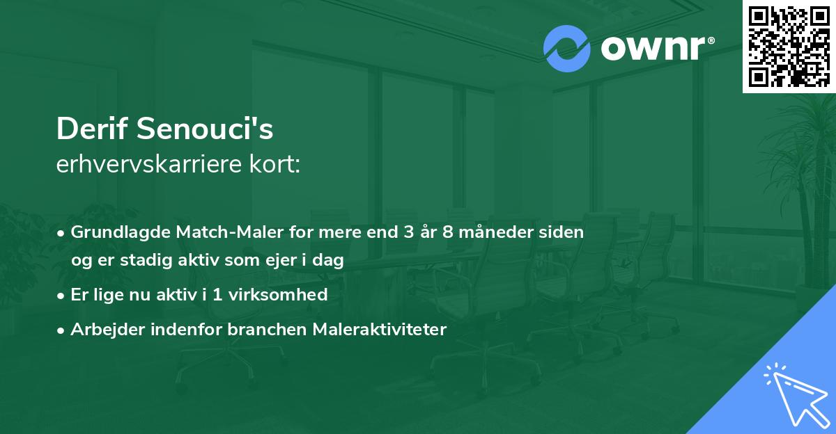 Derif Senouci's erhvervskarriere kort