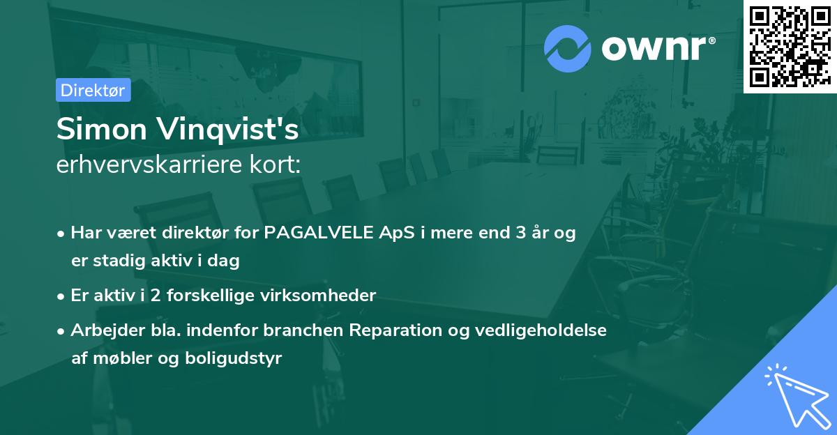 Simon Vinqvist's erhvervskarriere kort