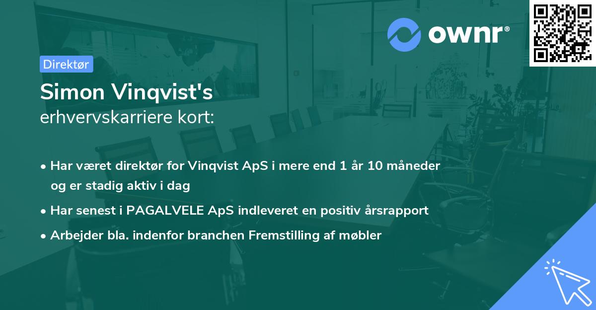 Simon Vinqvist's erhvervskarriere kort