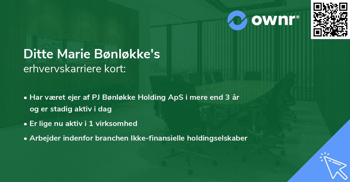 Ditte Marie Bønløkke's erhvervskarriere kort