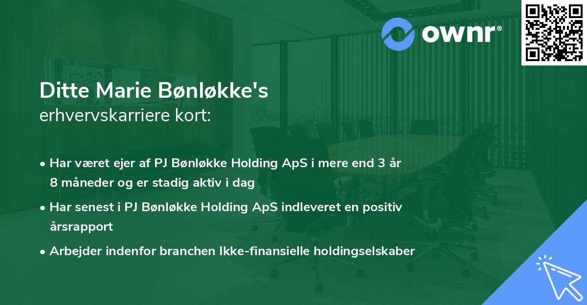 Ditte Marie Bønløkke's erhvervskarriere kort