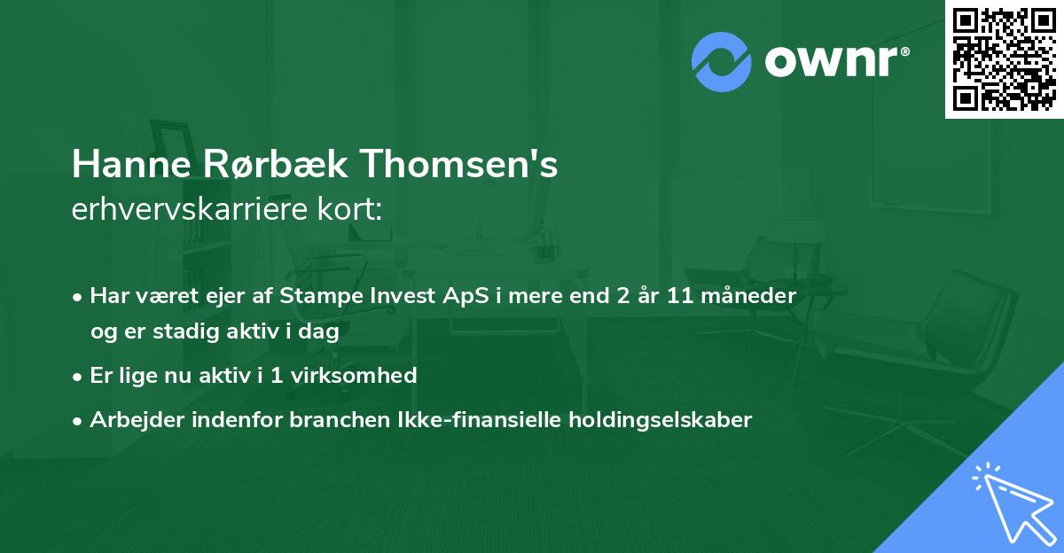 Hanne Rørbæk Thomsen's erhvervskarriere kort