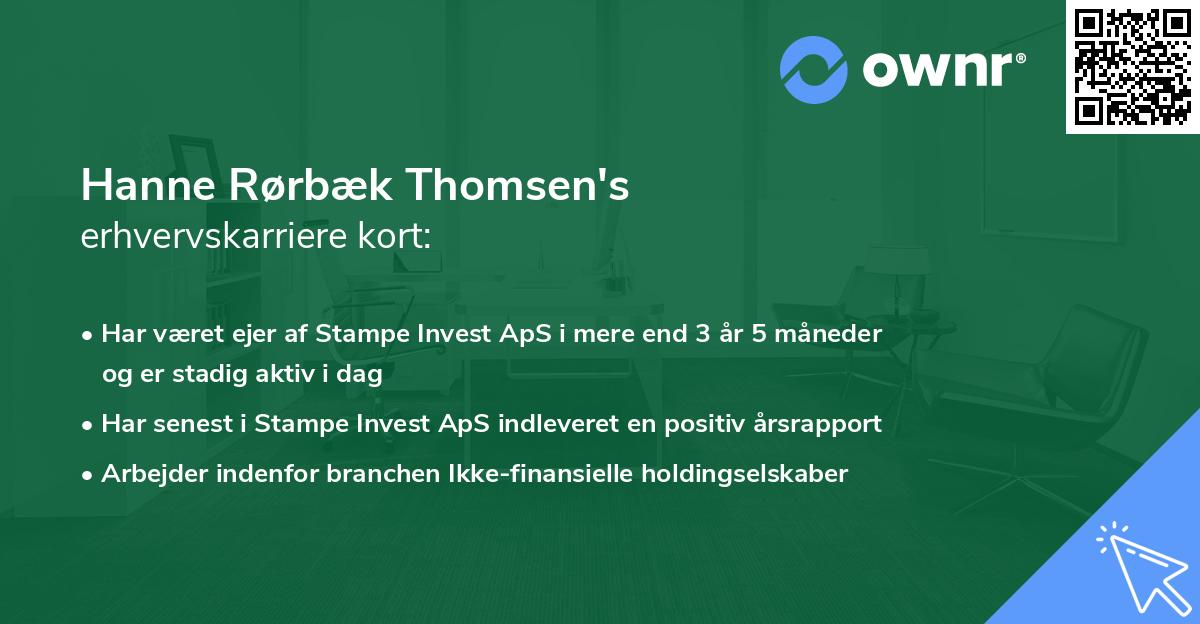 Hanne Rørbæk Thomsen's erhvervskarriere kort