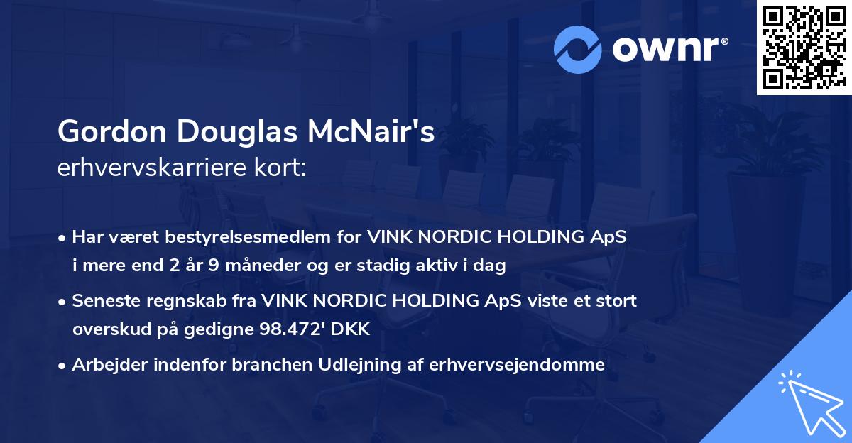 Gordon Douglas McNair's erhvervskarriere kort