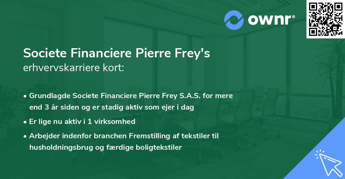 Societe Financiere Pierre Frey's erhvervskarriere kort