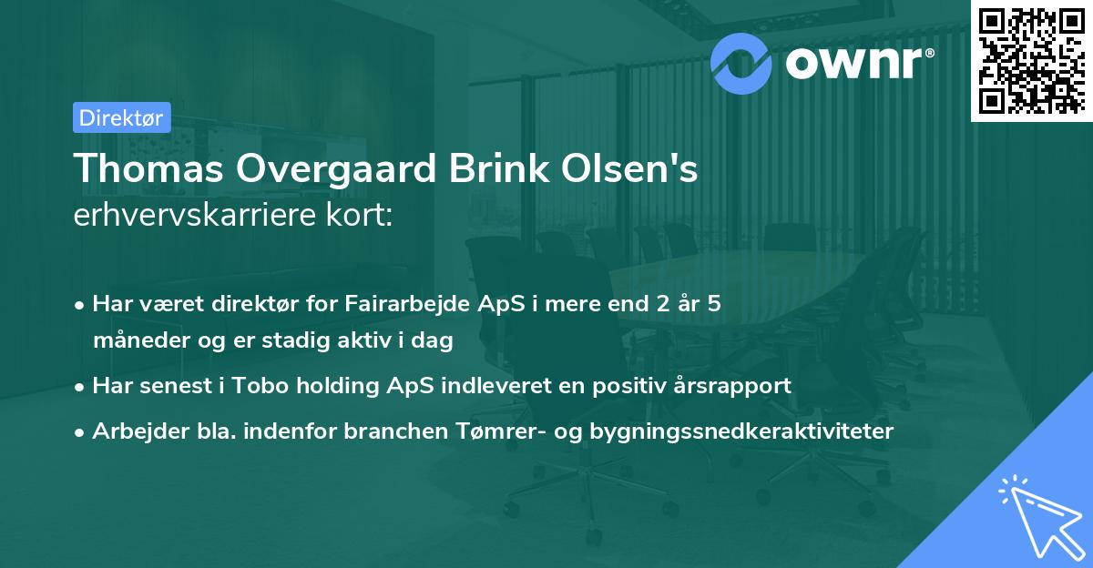 Thomas Overgaard Brink Olsen's erhvervskarriere kort