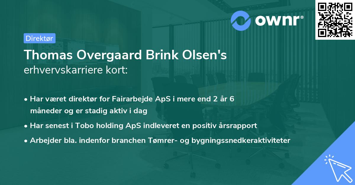 Thomas Overgaard Brink Olsen's erhvervskarriere kort