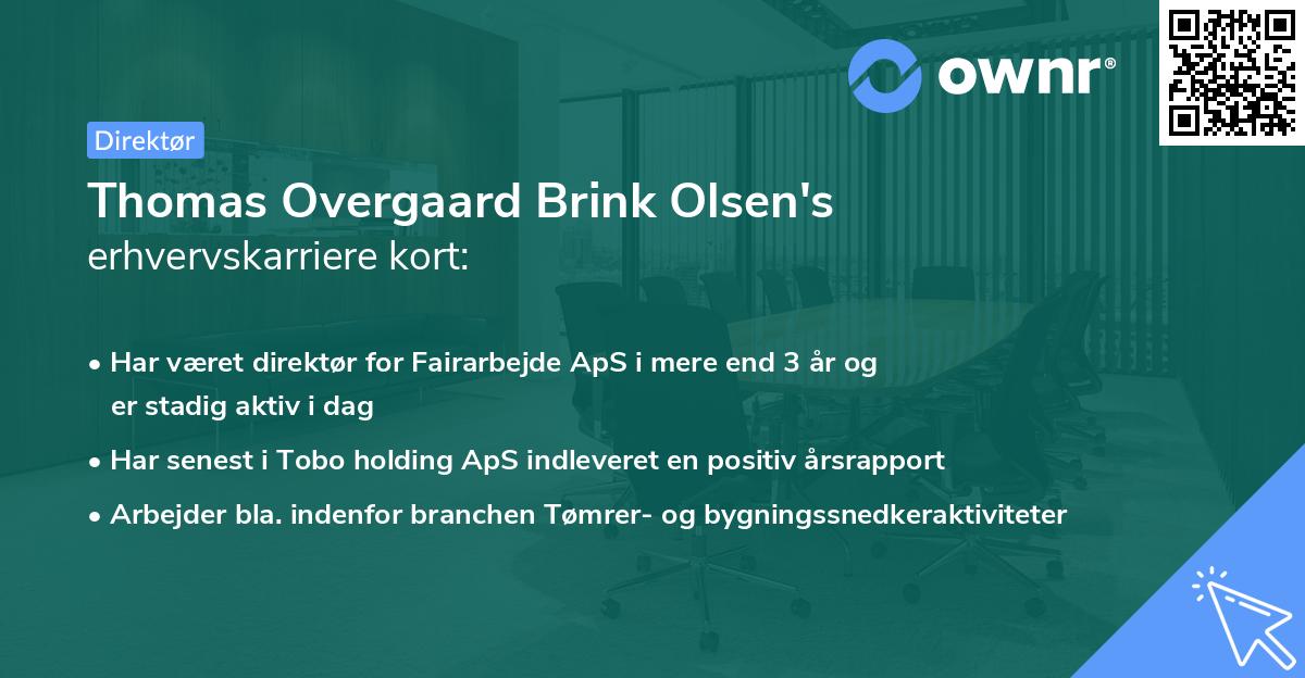 Thomas Overgaard Brink Olsen's erhvervskarriere kort
