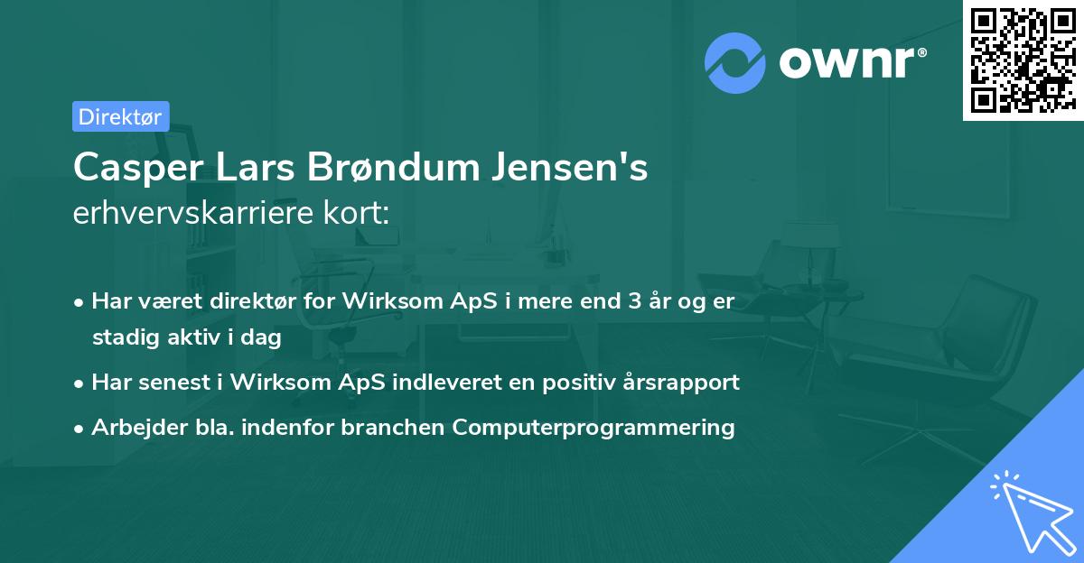 Casper Lars Brøndum Jensen's erhvervskarriere kort