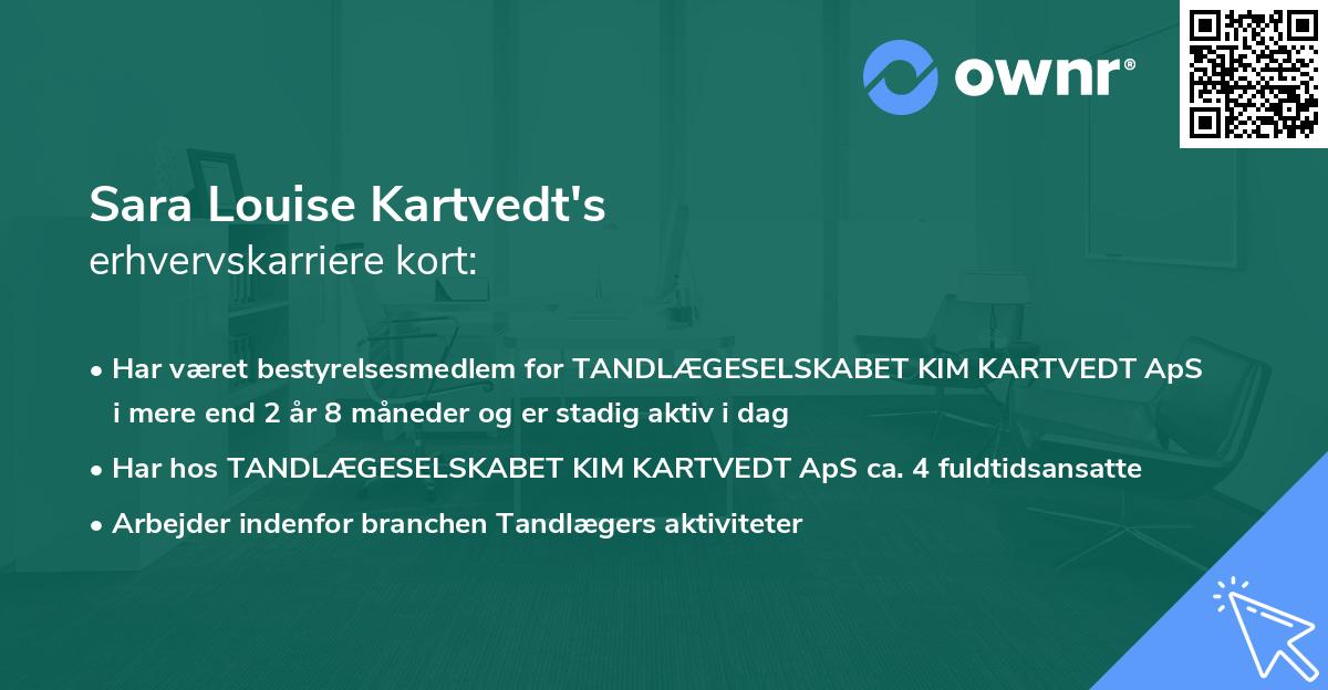 Sara Louise Kartvedt's erhvervskarriere kort