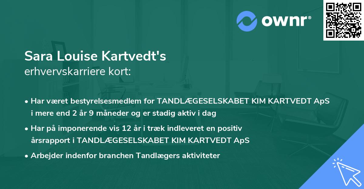 Sara Louise Kartvedt's erhvervskarriere kort