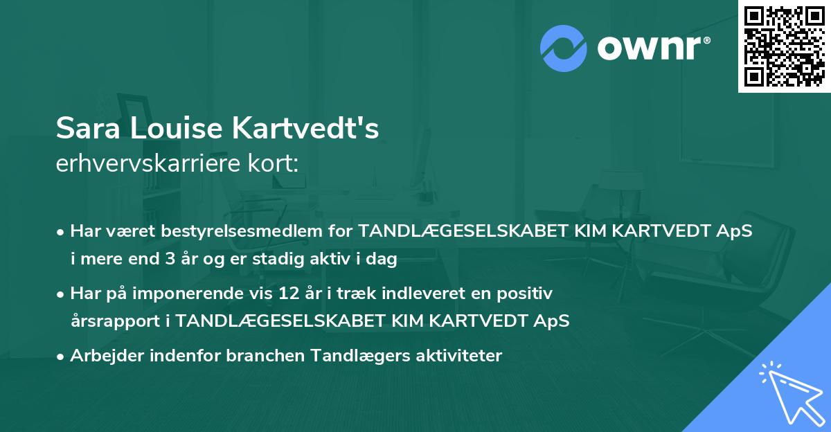 Sara Louise Kartvedt's erhvervskarriere kort