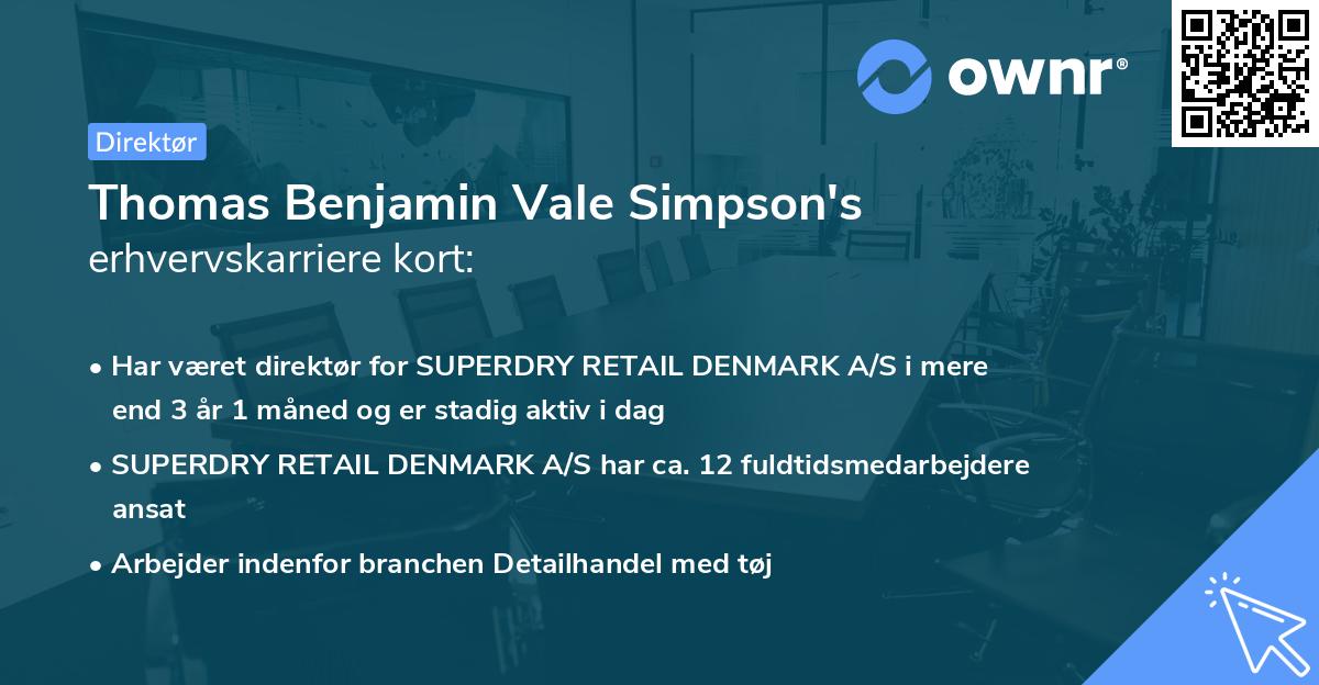Thomas Benjamin Vale Simpson's erhvervskarriere kort