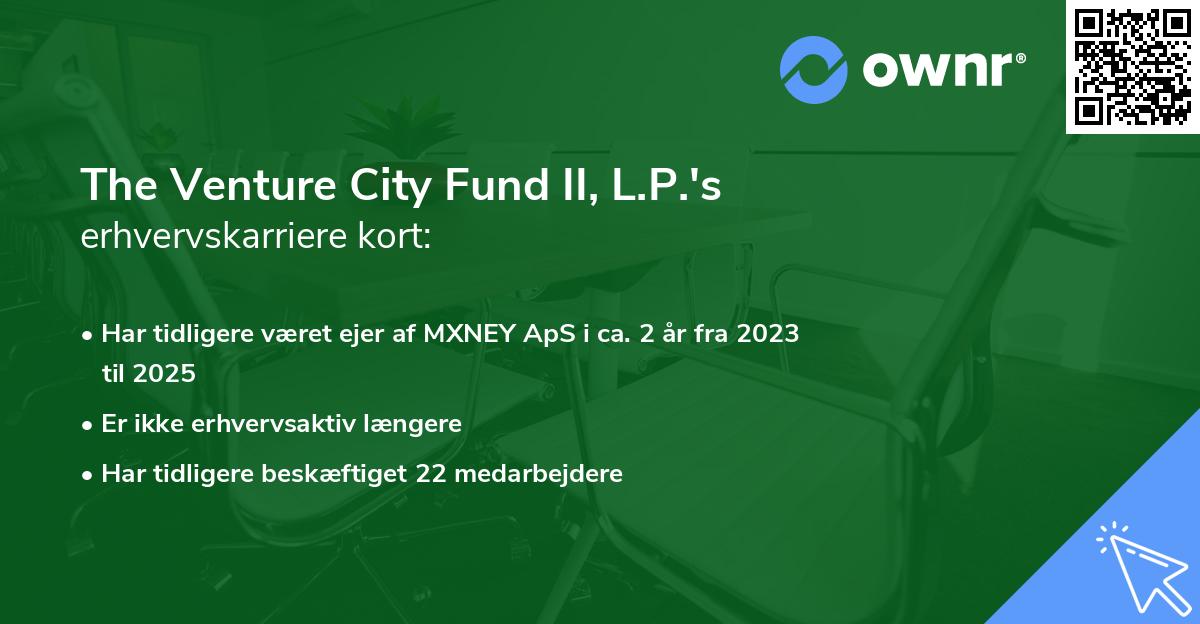 The Venture City Fund II, L.P.'s erhvervskarriere kort