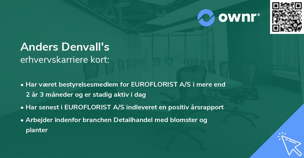 Anders Denvall's erhvervskarriere kort