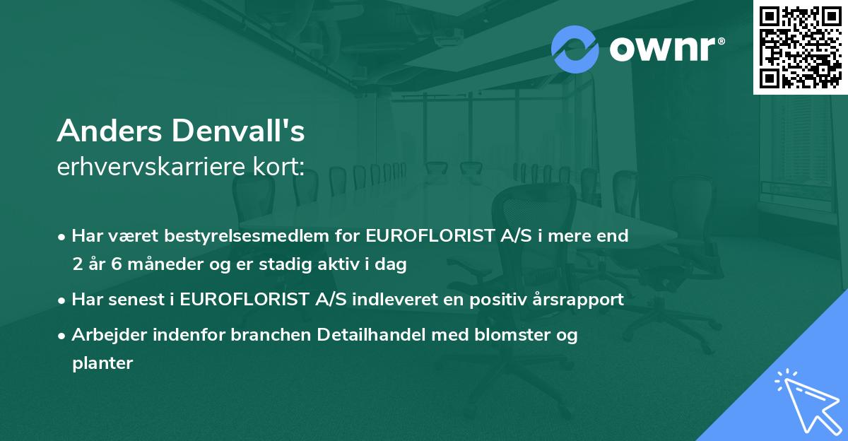Anders Denvall's erhvervskarriere kort